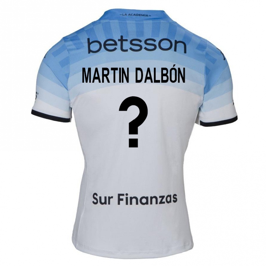 Niño Fútbol Camiseta Juan Martin Dalbón #0 Blanco Azul Negro 2ª Equipación 2024/25