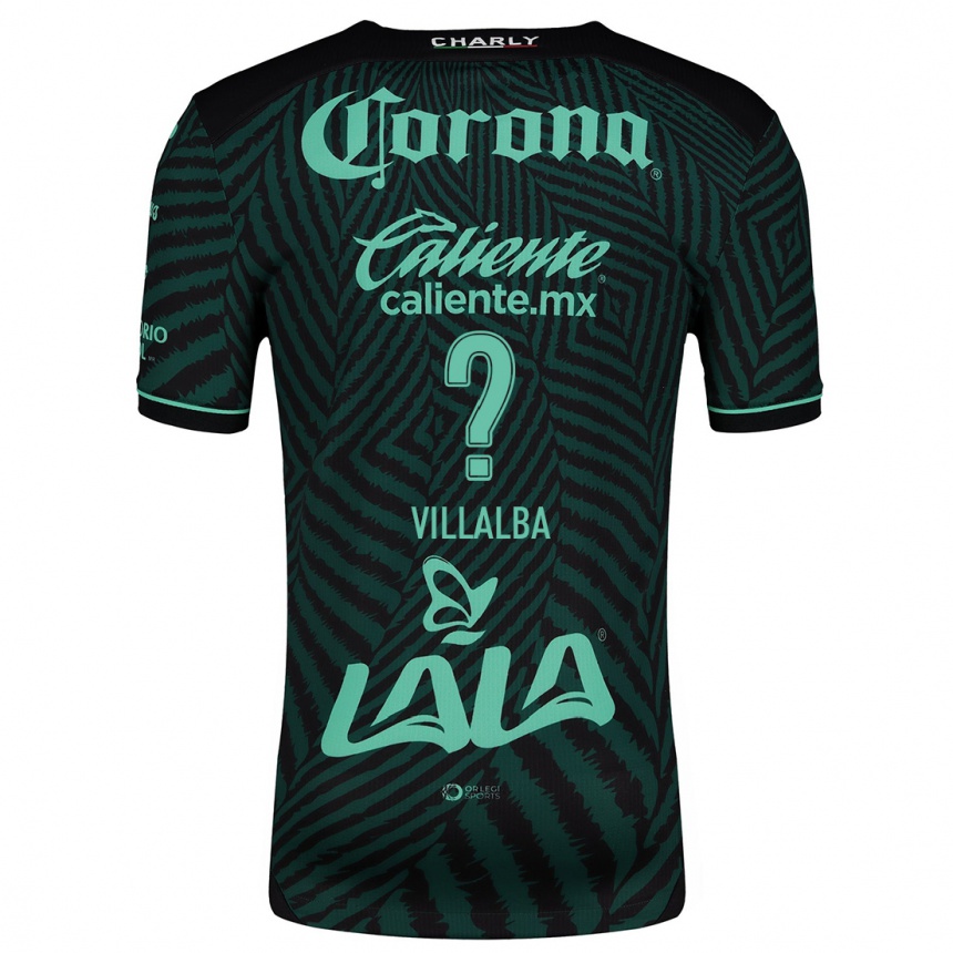 Niño Fútbol Camiseta Fran Villalba #0 Verde Negro 2ª Equipación 2024/25