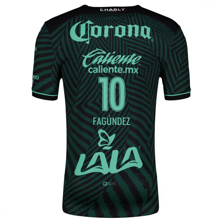 Niño Fútbol Camiseta Franco Fagúndez #10 Verde Negro 2ª Equipación 2024/25