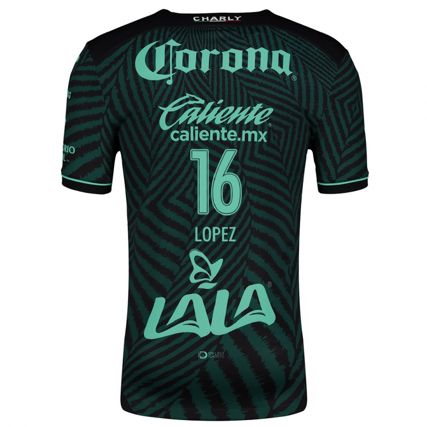 Niño Fútbol Camiseta Aldo López #16 Verde Negro 2ª Equipación 2024/25