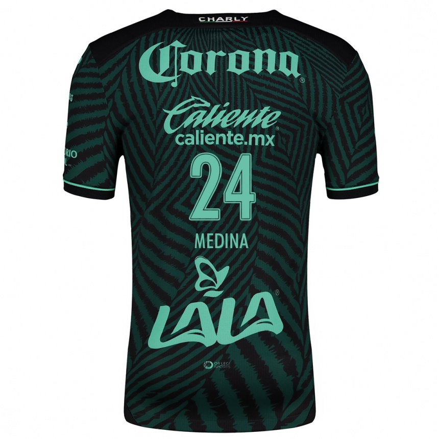 Niño Fútbol Camiseta Diego Medina #24 Verde Negro 2ª Equipación 2024/25