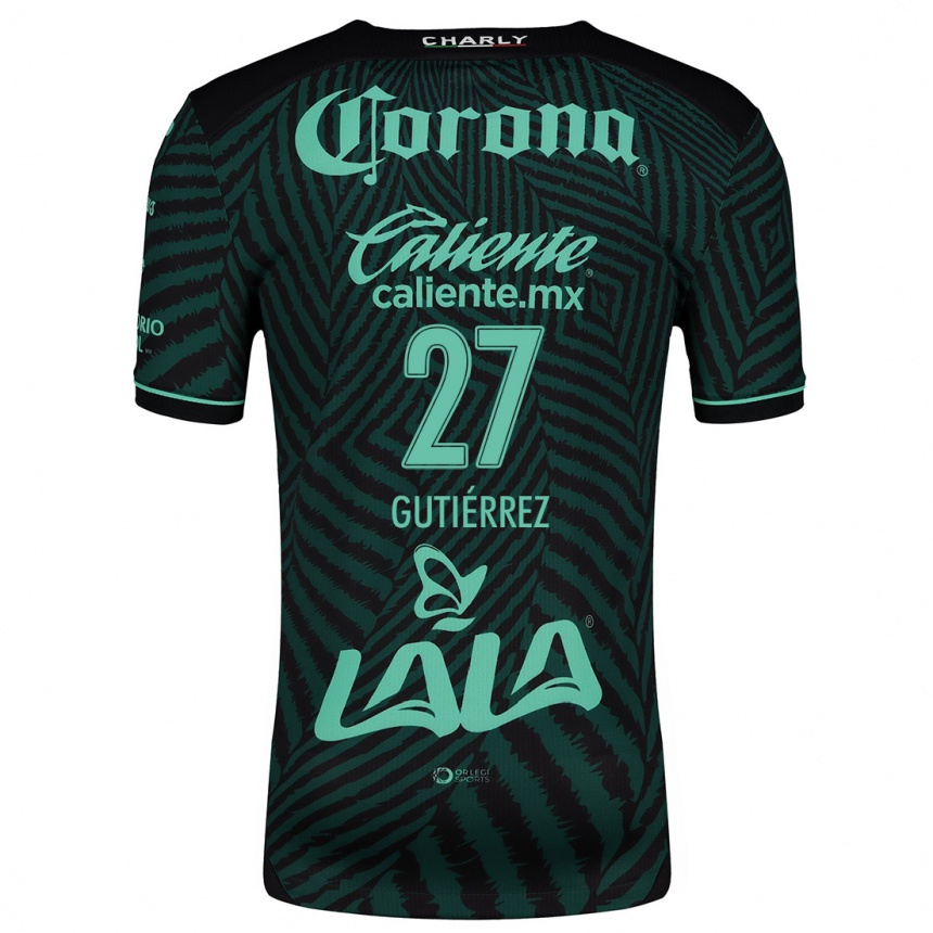 Niño Fútbol Camiseta Luis Gutiérrez #27 Verde Negro 2ª Equipación 2024/25