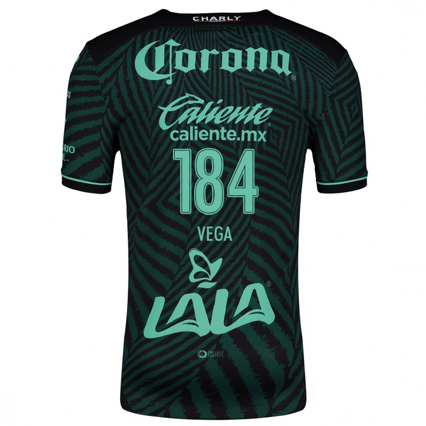 Niño Fútbol Camiseta Luis Vega #184 Verde Negro 2ª Equipación 2024/25