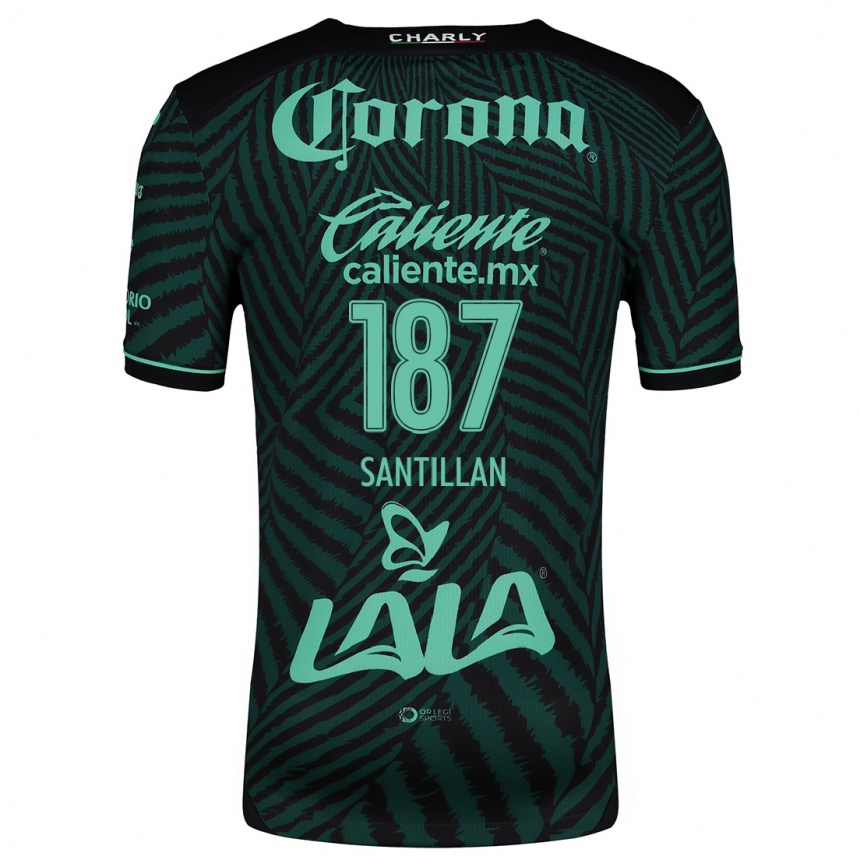 Niño Fútbol Camiseta Emilio Santillán #187 Verde Negro 2ª Equipación 2024/25