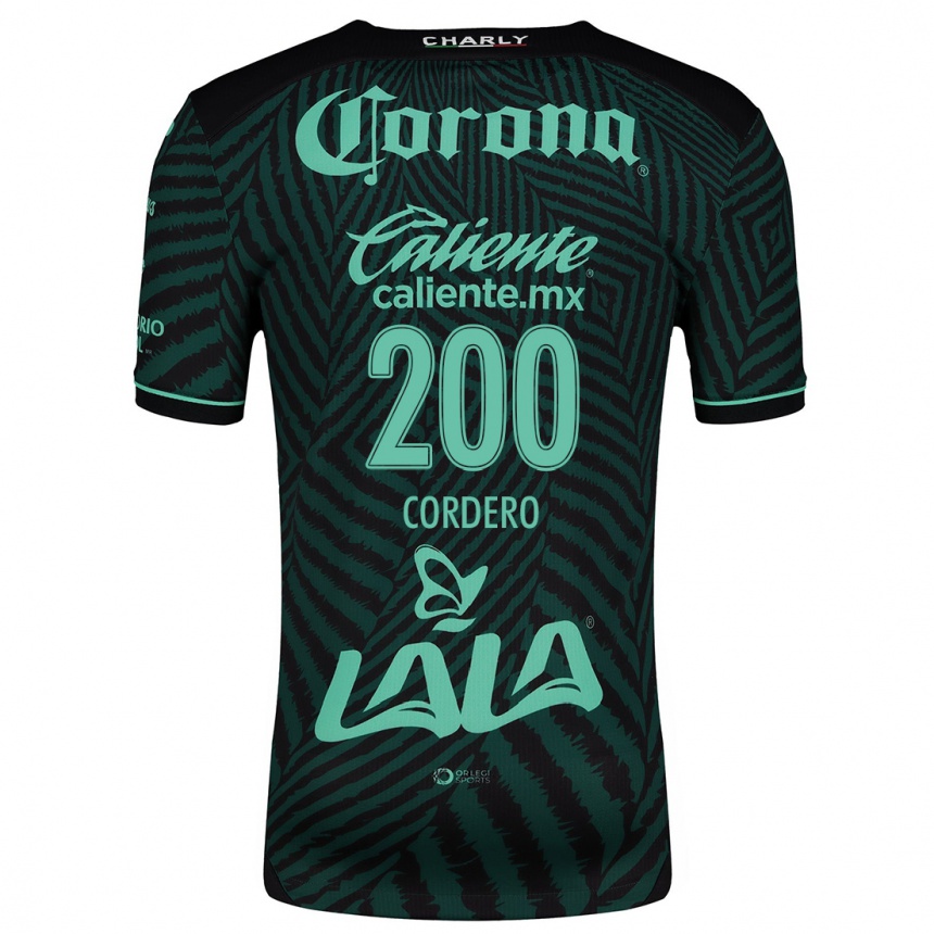 Niño Fútbol Camiseta Mario Cordero #200 Verde Negro 2ª Equipación 2024/25