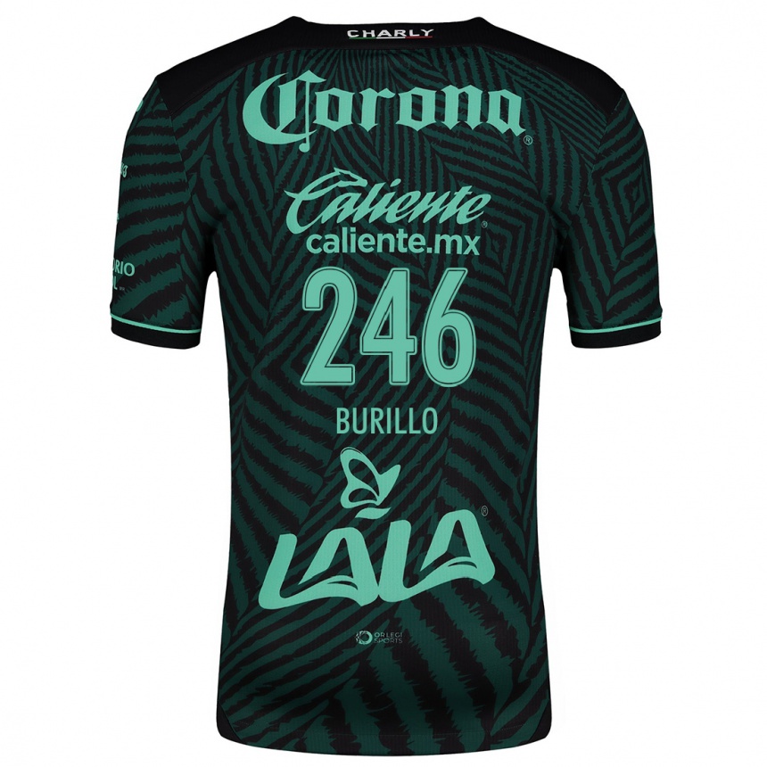 Niño Fútbol Camiseta Juan Burillo #246 Verde Negro 2ª Equipación 2024/25