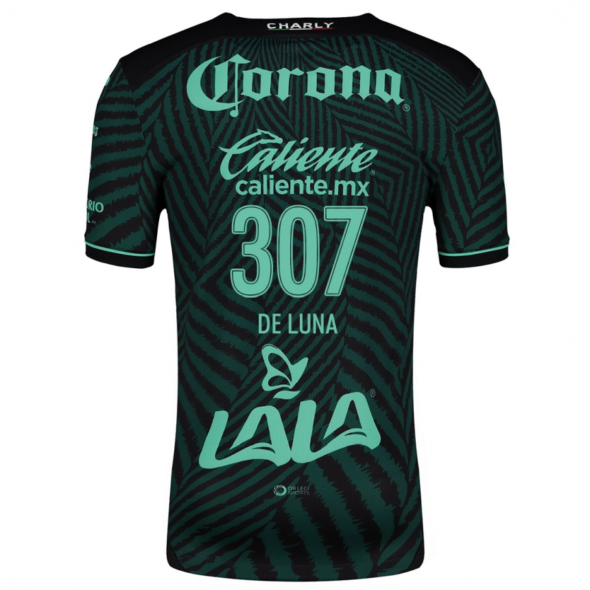 Niño Fútbol Camiseta Eduardo De Luna #307 Verde Negro 2ª Equipación 2024/25