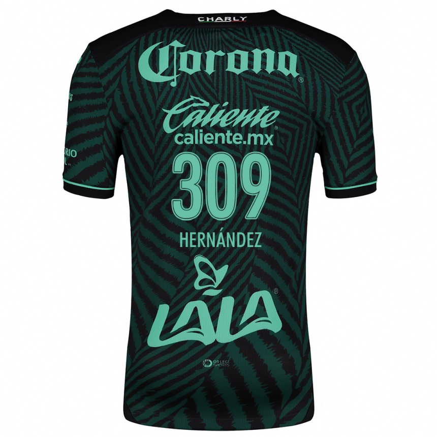 Niño Fútbol Camiseta Julio Hernández #309 Verde Negro 2ª Equipación 2024/25