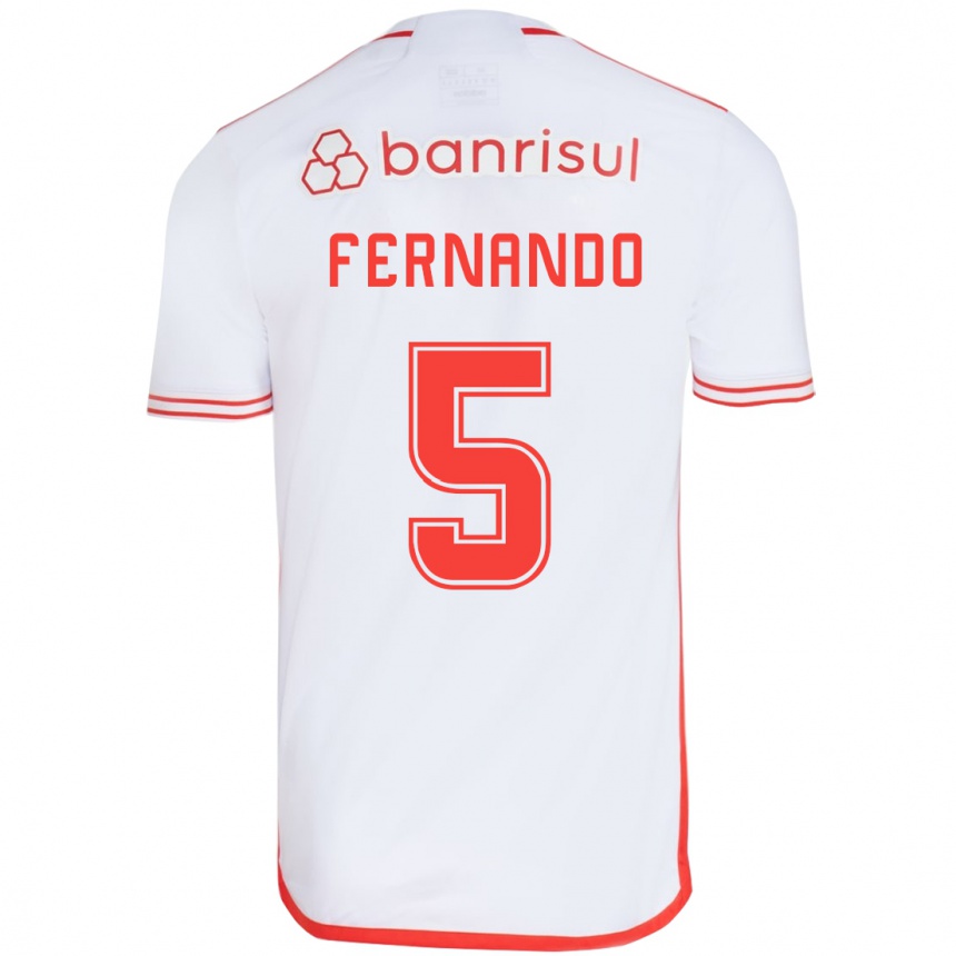 Niño Fútbol Camiseta Fernando #5 Blanco Rojo 2ª Equipación 2024/25