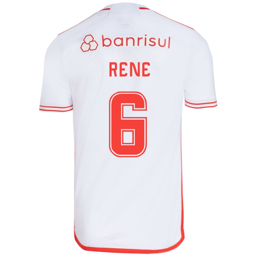 Niño Fútbol Camiseta Renê #6 Blanco Rojo 2ª Equipación 2024/25