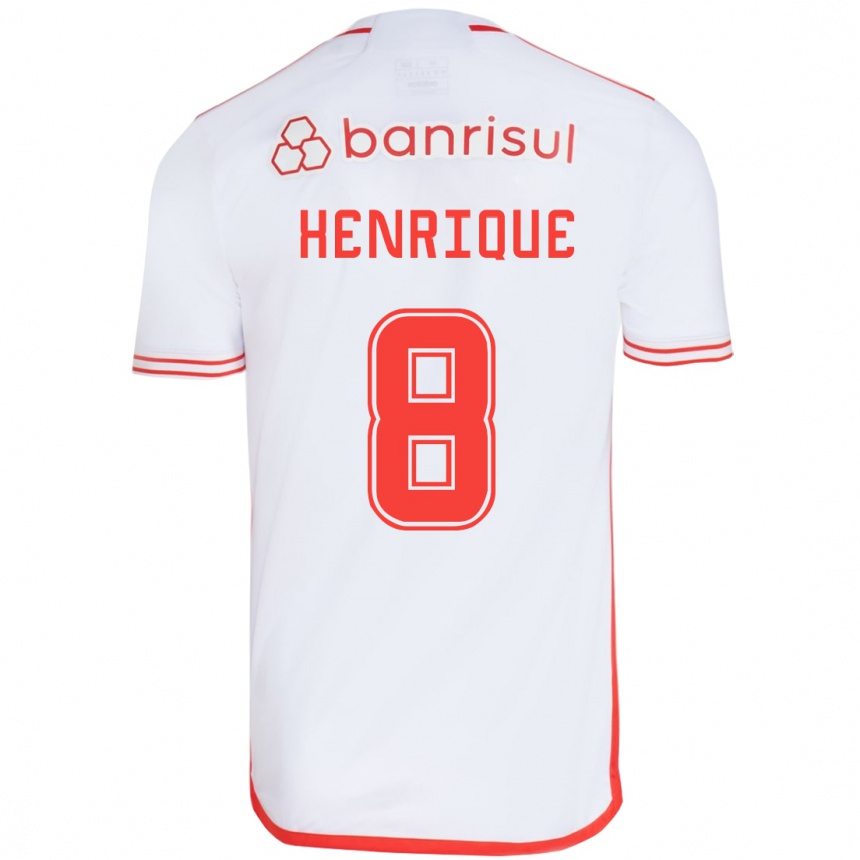 Niño Fútbol Camiseta Bruno Henrique #8 Blanco Rojo 2ª Equipación 2024/25