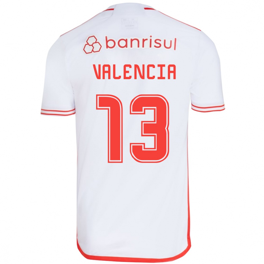 Niño Fútbol Camiseta Enner Valencia #13 Blanco Rojo 2ª Equipación 2024/25