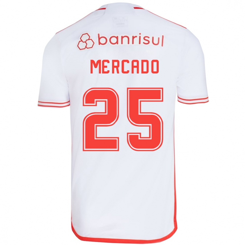 Niño Fútbol Camiseta Gabriel Mercado #25 Blanco Rojo 2ª Equipación 2024/25