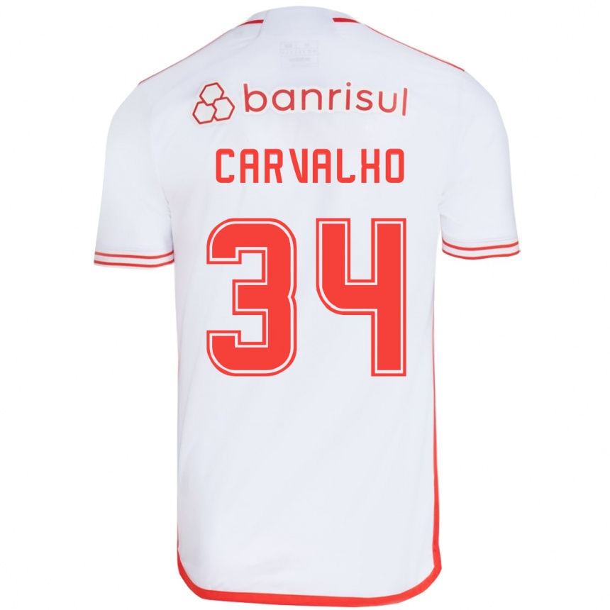 Niño Fútbol Camiseta Gabriel Carvalho #34 Blanco Rojo 2ª Equipación 2024/25