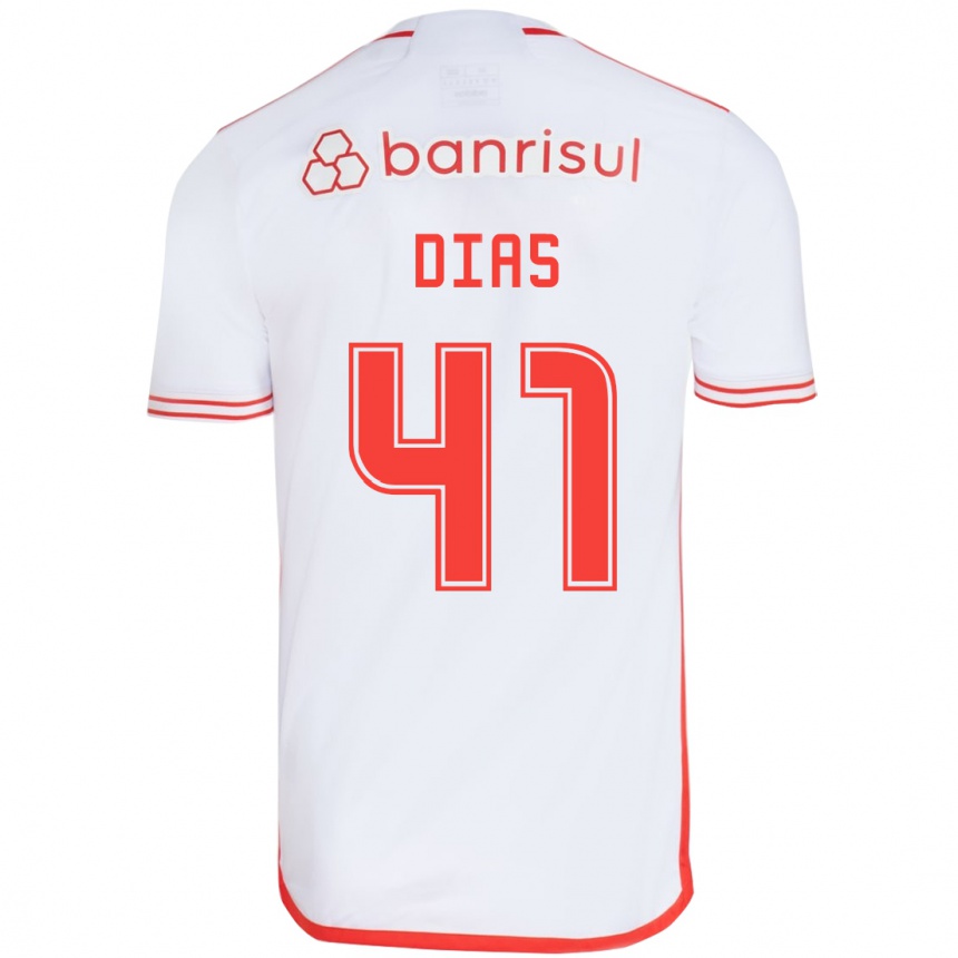 Niño Fútbol Camiseta Matheus Dias #41 Blanco Rojo 2ª Equipación 2024/25