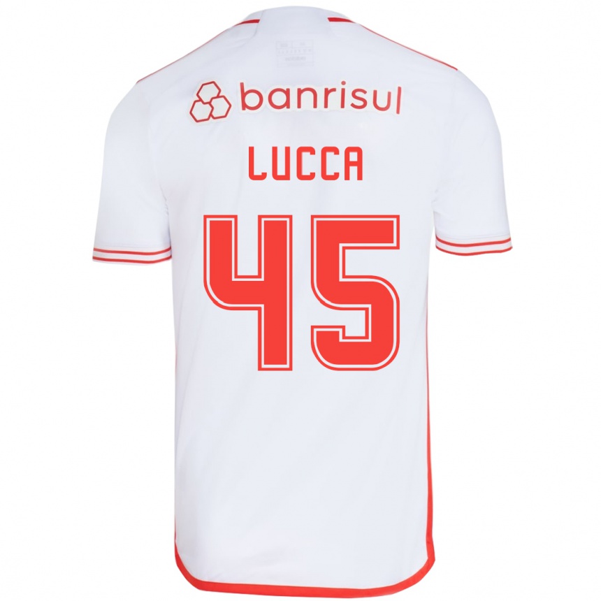 Niño Fútbol Camiseta Lucca #45 Blanco Rojo 2ª Equipación 2024/25