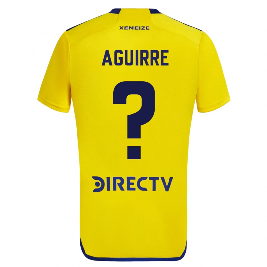 Niño Fútbol Camiseta Brian Aguirre #0 Amarillo Azul 2ª Equipación 2024/25