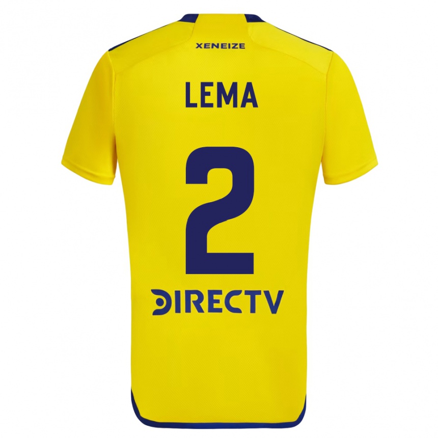 Niño Fútbol Camiseta Cristian Lema #2 Amarillo Azul 2ª Equipación 2024/25