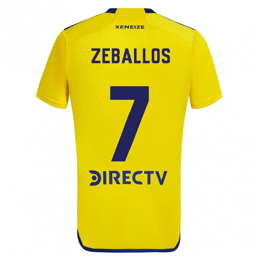 Niño Fútbol Camiseta Exequiel Zeballos #7 Amarillo Azul 2ª Equipación 2024/25