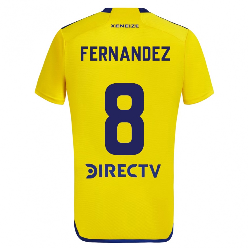 Niño Fútbol Camiseta Pol Fernández #8 Amarillo Azul 2ª Equipación 2024/25