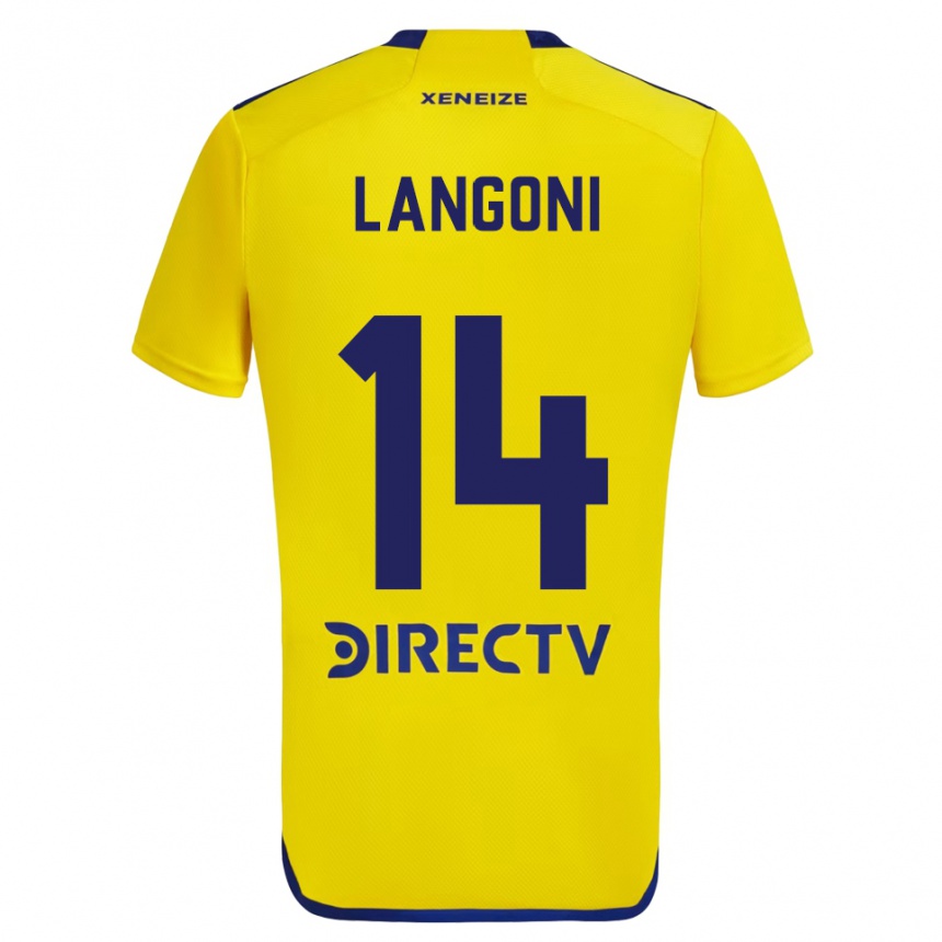 Niño Fútbol Camiseta Luca Langoni #14 Amarillo Azul 2ª Equipación 2024/25