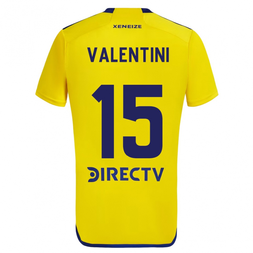 Niño Fútbol Camiseta Nicolás Valentini #15 Amarillo Azul 2ª Equipación 2024/25