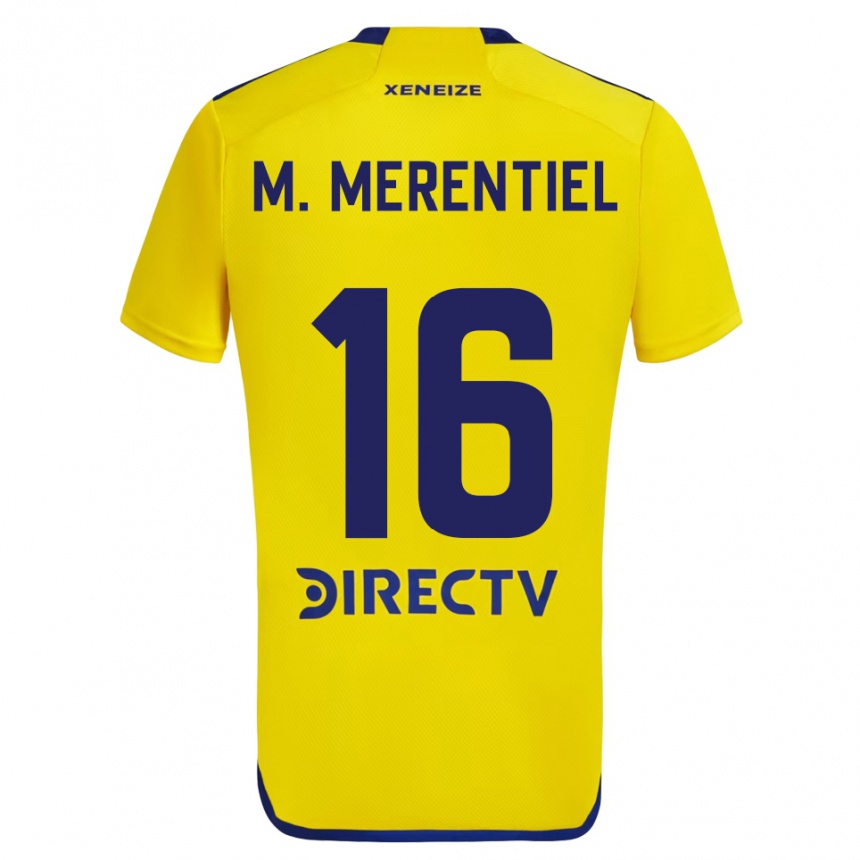 Niño Fútbol Camiseta Miguel Merentiel #16 Amarillo Azul 2ª Equipación 2024/25