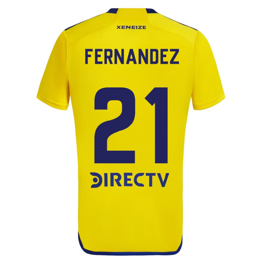 Niño Fútbol Camiseta Ezequiel Fernández #21 Amarillo Azul 2ª Equipación 2024/25