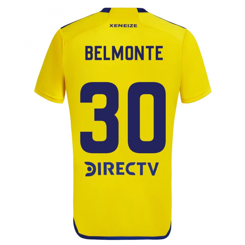 Niño Fútbol Camiseta Tomás Belmonte #30 Amarillo Azul 2ª Equipación 2024/25