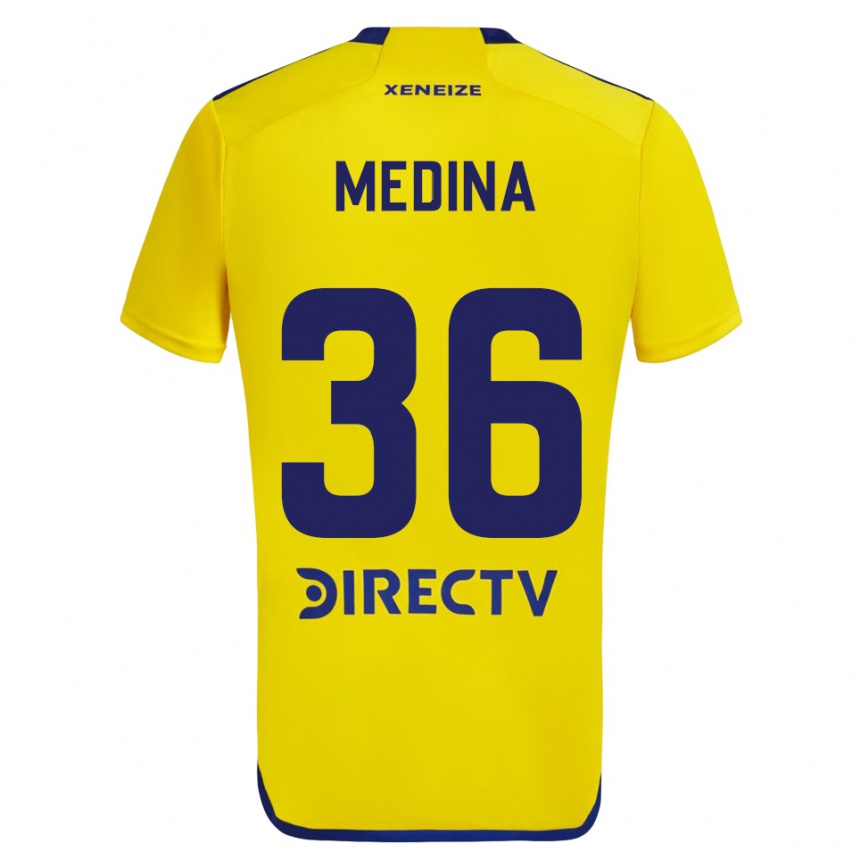 Niño Fútbol Camiseta Cristian Medina #36 Amarillo Azul 2ª Equipación 2024/25