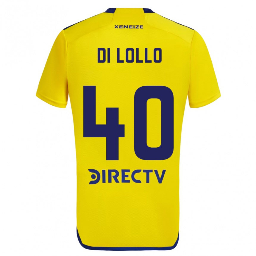 Niño Fútbol Camiseta Lautaro Di Lollo #40 Amarillo Azul 2ª Equipación 2024/25