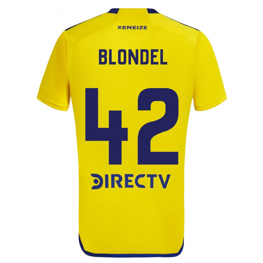 Niño Fútbol Camiseta Lucas Blondel #42 Amarillo Azul 2ª Equipación 2024/25