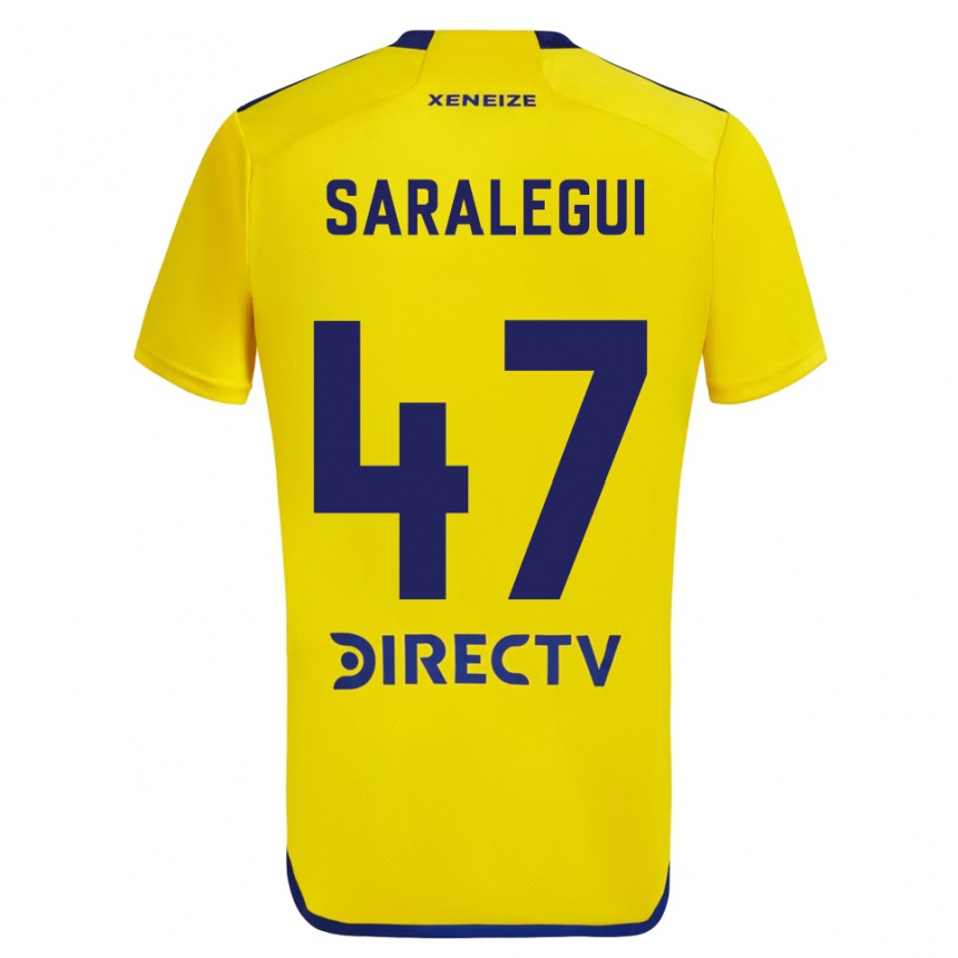 Niño Fútbol Camiseta Jabes Saralegui #47 Amarillo Azul 2ª Equipación 2024/25