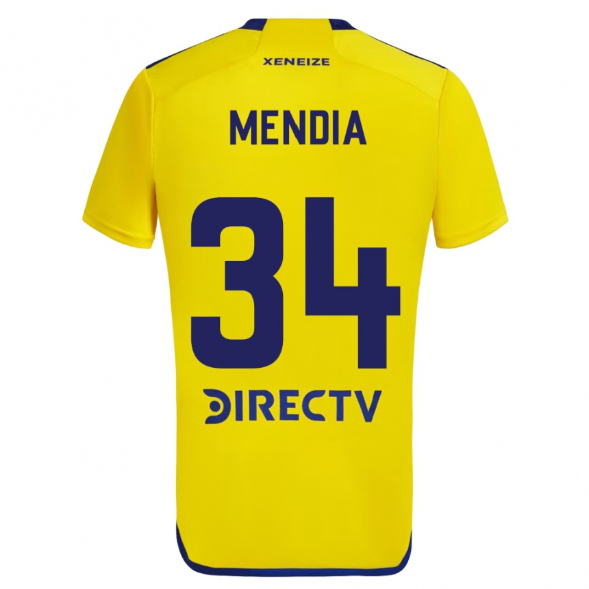 Niño Fútbol Camiseta Mateo Mendia #34 Amarillo Azul 2ª Equipación 2024/25