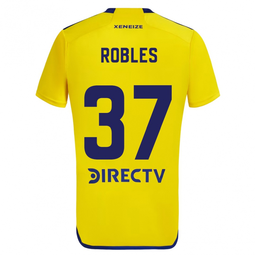 Niño Fútbol Camiseta Sebastián Díaz Robles #37 Amarillo Azul 2ª Equipación 2024/25