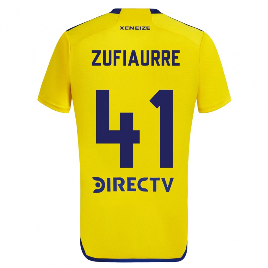 Niño Fútbol Camiseta Iker Zufiaurre #41 Amarillo Azul 2ª Equipación 2024/25