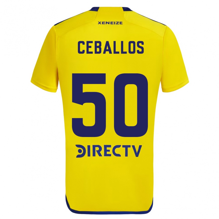 Niño Fútbol Camiseta Julián Ceballos #50 Amarillo Azul 2ª Equipación 2024/25