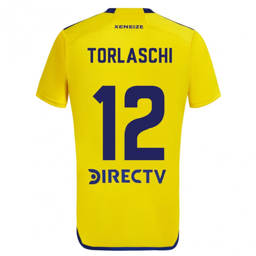 Niño Fútbol Camiseta Lucas Torlaschi #12 Amarillo Azul 2ª Equipación 2024/25