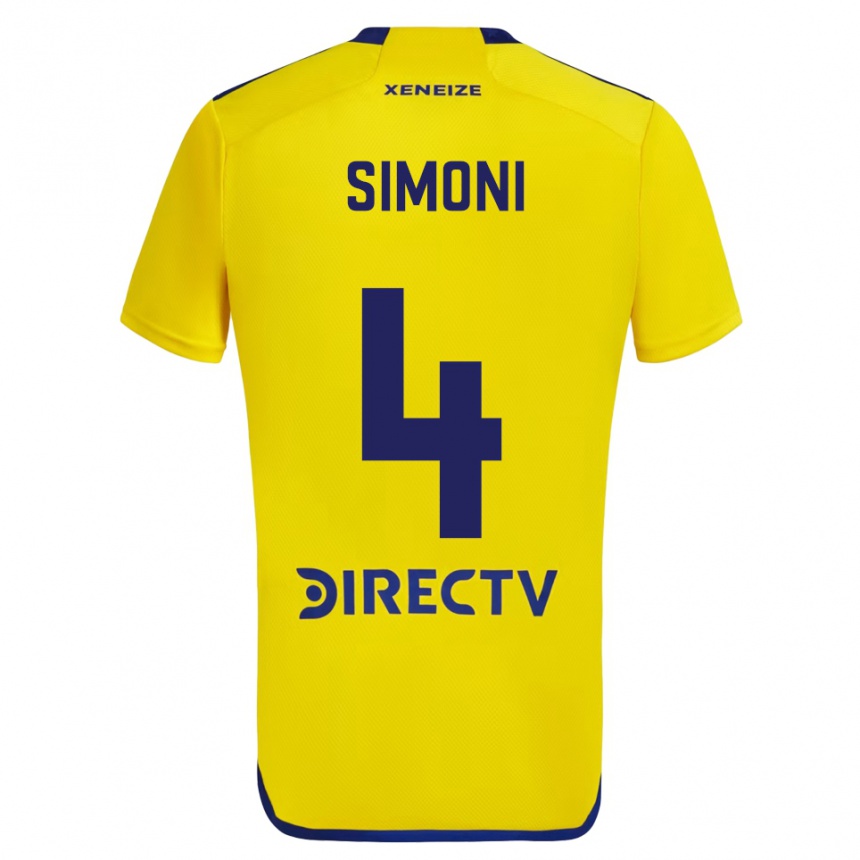 Niño Fútbol Camiseta Tiago Simoni #4 Amarillo Azul 2ª Equipación 2024/25