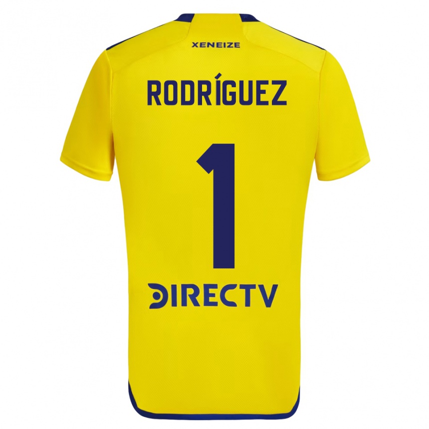 Niño Fútbol Camiseta Fernando Rodríguez #1 Amarillo Azul 2ª Equipación 2024/25