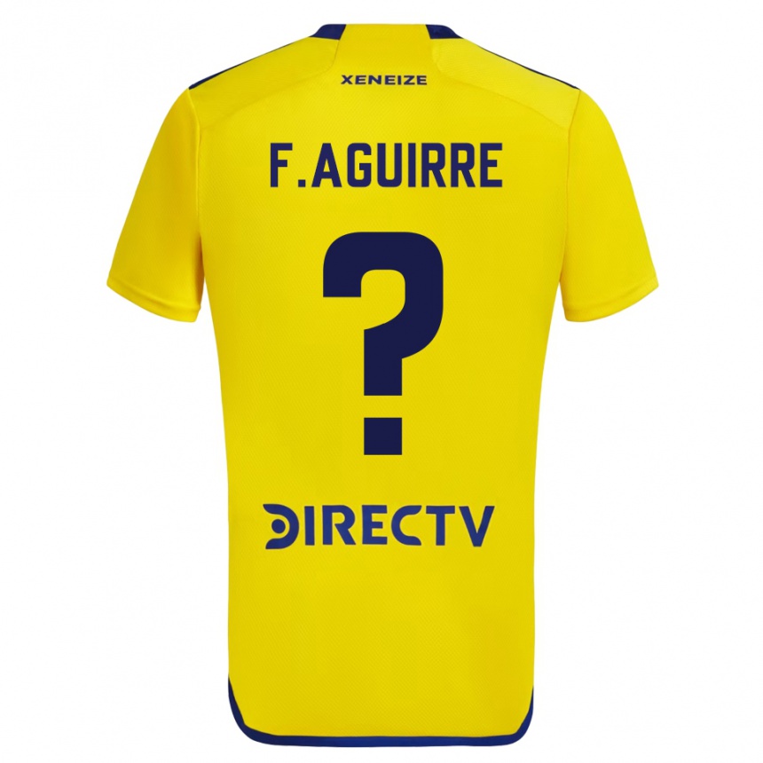 Niño Fútbol Camiseta Federico Aguirre #0 Amarillo Azul 2ª Equipación 2024/25