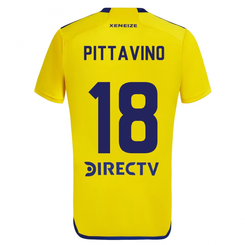 Niño Fútbol Camiseta Rodrigo Pittavino #18 Amarillo Azul 2ª Equipación 2024/25