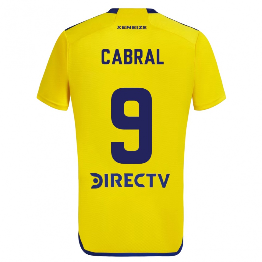 Niño Fútbol Camiseta Bruno Cabral #9 Amarillo Azul 2ª Equipación 2024/25