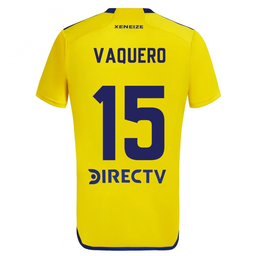 Niño Fútbol Camiseta Iván Vaquero #15 Amarillo Azul 2ª Equipación 2024/25