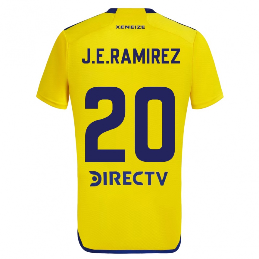 Niño Fútbol Camiseta Juan Edgardo Ramirez #20 Amarillo Azul 2ª Equipación 2024/25