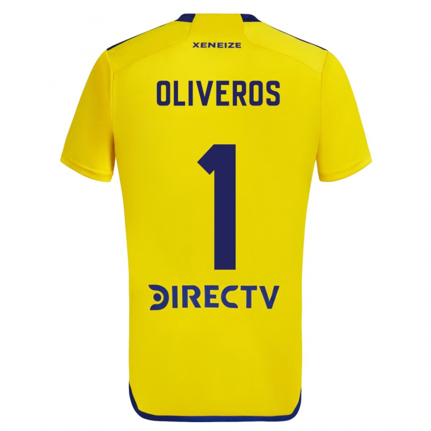 Niño Fútbol Camiseta Laurina Oliveros #1 Amarillo Azul 2ª Equipación 2024/25