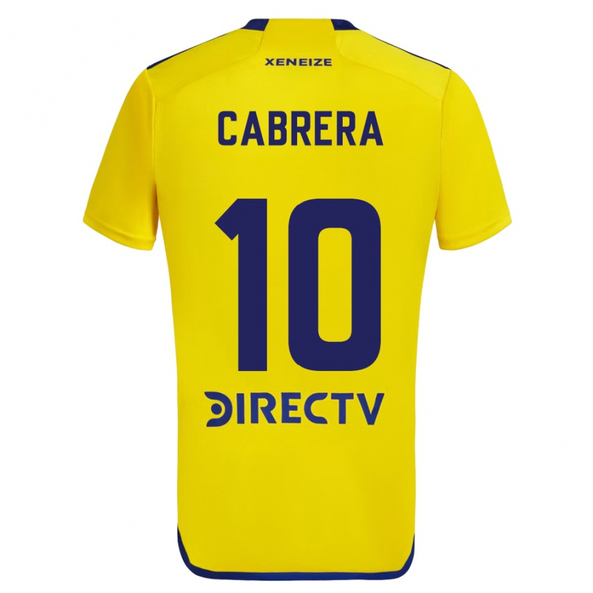 Niño Fútbol Camiseta Micaela Cabrera #10 Amarillo Azul 2ª Equipación 2024/25