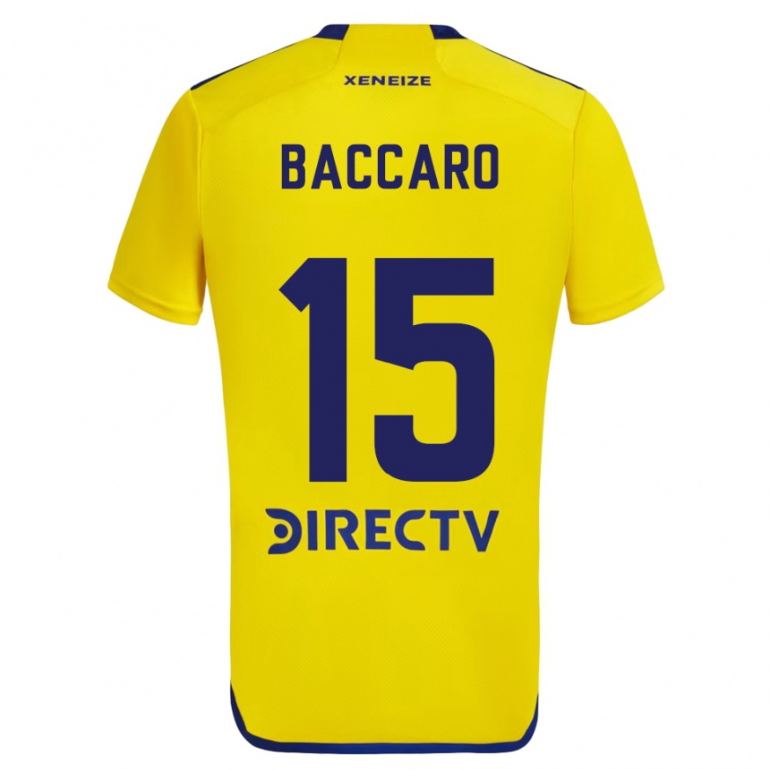 Niño Fútbol Camiseta Camila Baccaro #15 Amarillo Azul 2ª Equipación 2024/25