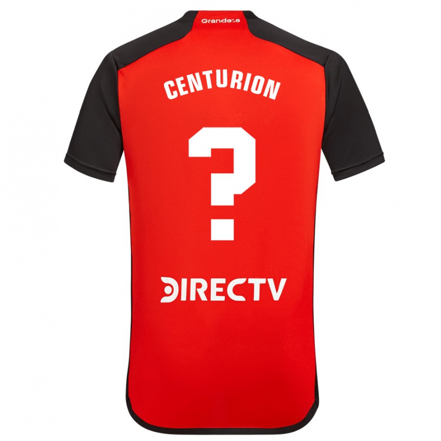 Niño Fútbol Camiseta Ezequiel Centurión #0 Rojo Negro Blanco 2ª Equipación 2024/25