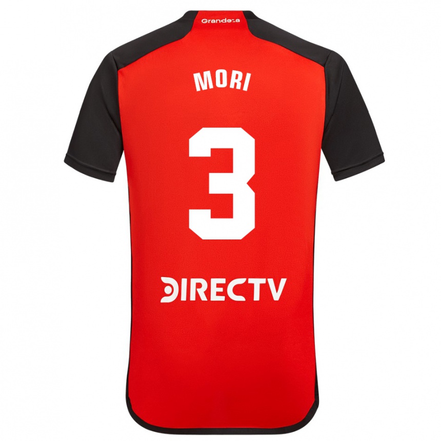 Niño Fútbol Camiseta Ramiro Funes Mori #3 Rojo Negro Blanco 2ª Equipación 2024/25